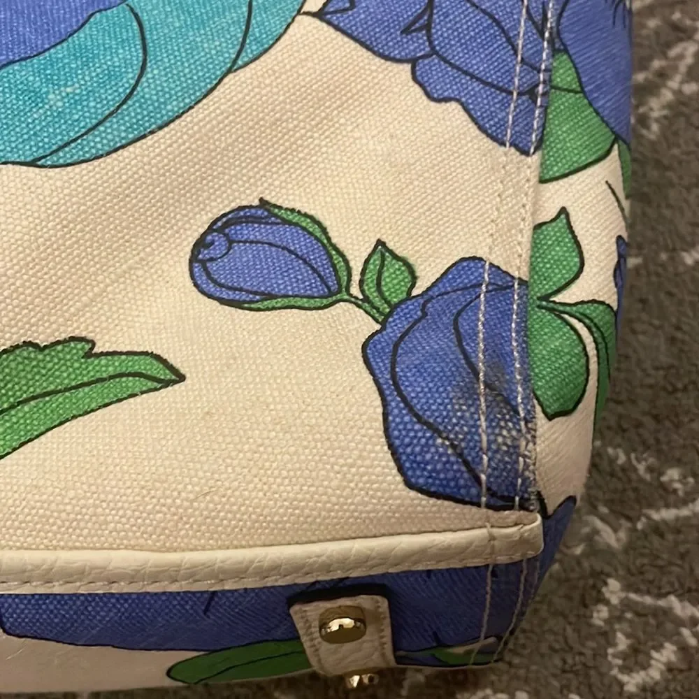 Kate Spade Blue Floral Canvas Style Large tote bag